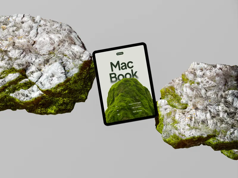 iPad Pro Mockup Green Rock — Floating Straight