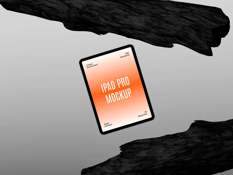 iPad Pro Mockup Rock Charcoal — Floating Tilt