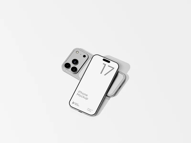 Silver iPhone 17 Pro Max from top view