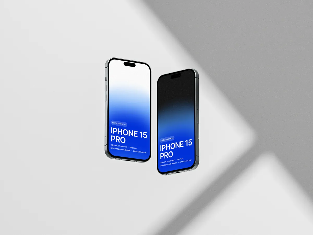 Two iPhones with screens facing out, showcasing a design on each.