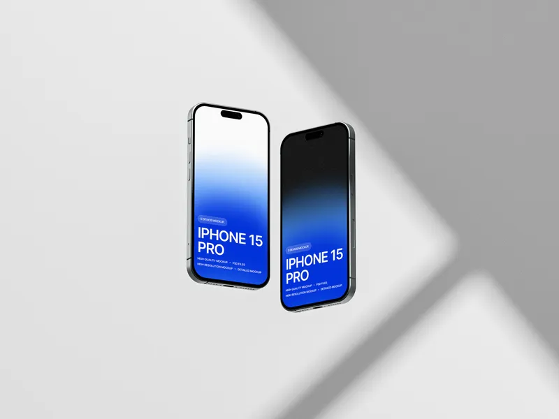 Two iPhones with screens facing out, showcasing a design on each.
