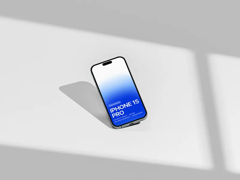 iPhone Pro in mid-air, screen facing forward, with a basic background