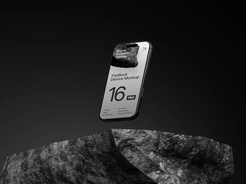iPhone Pro Mockup Flat Rock — Floating eft