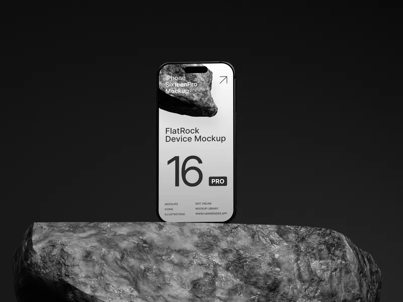 iPhone Pro Mockup Flat Rock — Front Straight