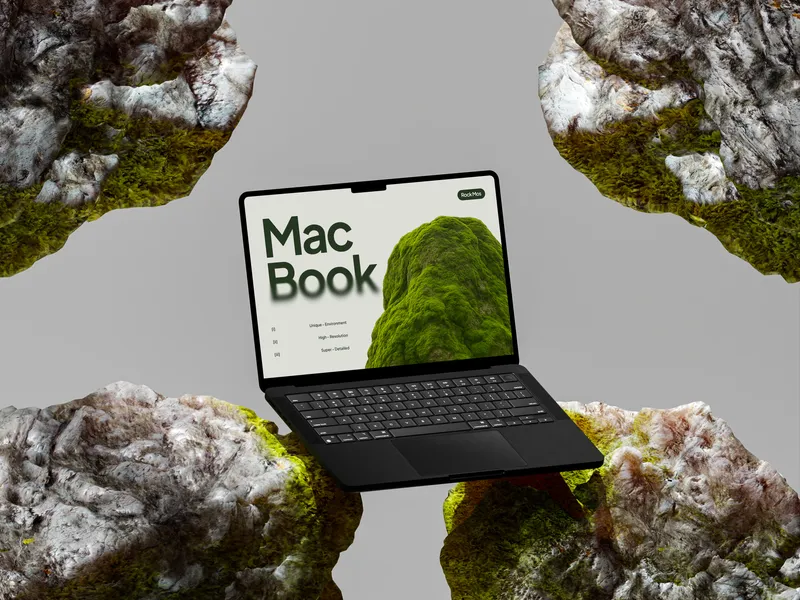 MacBook Pro Mockup Green Rock — Front
