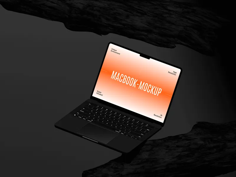 MacBook Pro Mockup Rock Charcoal — Floating Tilt